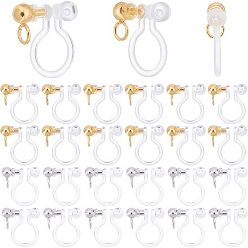 Kalanka-24pcs Boucles D'oreilles Clips De Type U, Convertisseur De Boucles D'oreilles Invisibles En Résine Boucle D'oreille À Clip Sans Allergie Pour Oreilles Non Percées