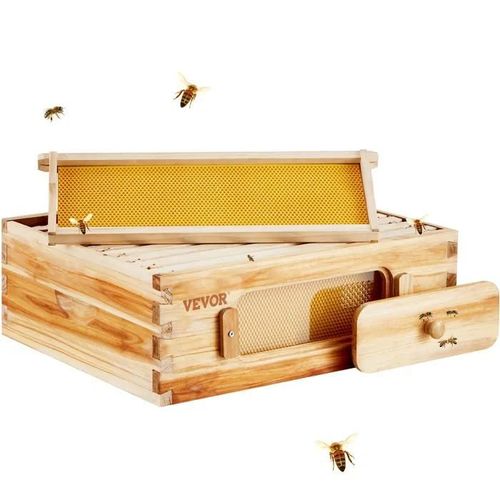 Kit Démarrage Ruche Avec Boîte Moyenne-Vevor-Bois De Cèdre Enduit De Cire D'abeille, Kit Ruche Langstroth-Apiculteurs Pro Débutants
