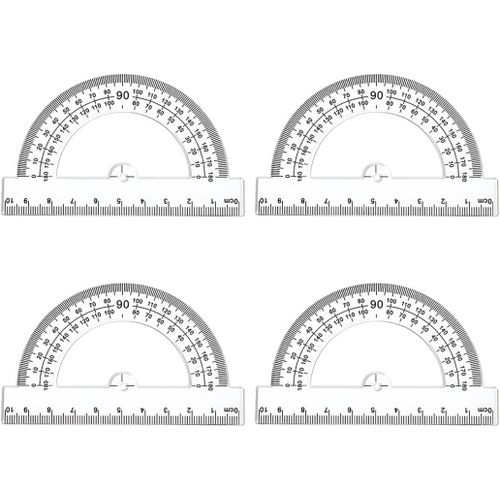 Yemaesre-Rapporteur180° Base 10 Cm - Rapporteur De Traçage Pour Mesure Dangle 180 Degrés En Résistant Et Durable Rapporteur D'angle 180 Degrés, Transparent, 4 Pièces