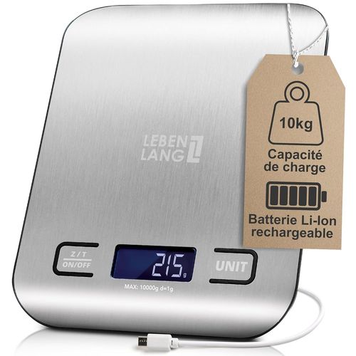 Balance De Cuisine Numérique Rechargeable Par Usb - Jusqu'à 10 Kg & Incl.Câble De Recharge I Balances De Precision Pese Aliment Cuisine Pesette Alimentaire Calcul Calories Electronique