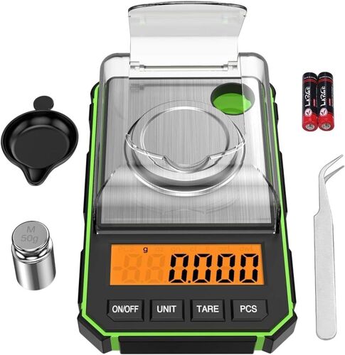 Mini Balance Numérique, 50g/0.001g Balance De Poche Avec Poids De Calibrage 50g, Tare Et Ecran Lcd Rétroéclairé Fonction, Balance De Cuisine Pour Aliments, Poudre, Bijoux (Piles Inclure)
