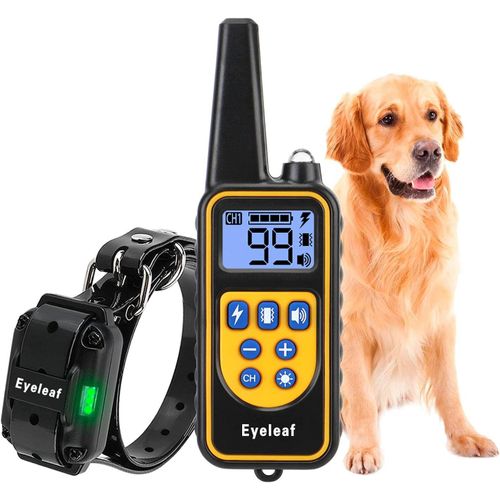 Pata-Collier De Dressage Pour Chien Avec Beep Vibra Choc Collier Dressage Chien Étanche Et Rechargeable Collier Télécommande 800 Verges Collier Electrique Pour Chien Pour La Formation De Chien (Jaune