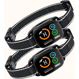 Collier Anti Aboiement Chiens, Lot De 2, Collier Vibration, Modes Son/Vibration/Vibration Forte, Détection Intelligente Des Aboiements, Rechargeable, Étanche Ip67, Pour Gros Et Petit Chien
