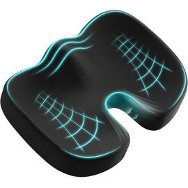 Dromzen Coussin Coccyx Voiture Conducteur, Ergonomique Assise Coussin, Chaise Bureau d'Assise, Siège en Mousse à Mémoire (Gris Foncé