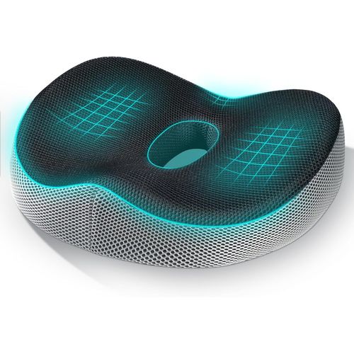 Yemaesre-Coussin Ergonomique Ass En Mousse Mémoire - Coussin Siège Pour Cha Bureau & Voiture - Coussin Hemorroïde Avec Soutien Coccyx - Housse Amovible & Respirante