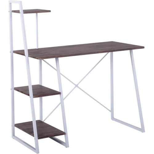 Yemaesre-Bureau Avec Étagère En Blanc Noyer