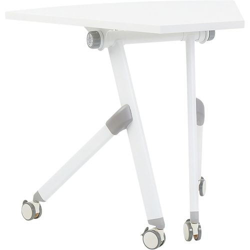 Yemaesre-Bureau Pliant D'angle Moderne Avec Roulettes 90 X 64 Cm Cadre Métallique Blanc Bendi