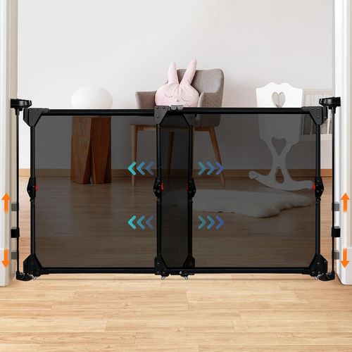 Barriere De Securite Retractable 86-140cm,Barriere Extensible Pour Enfants Et Chien,Barriere De Securite Sans Perçage Ou Installation Par Perçage,Pour Intérieur Et Extérieur