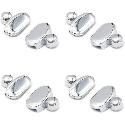 Lot de 8 supports de miroir de salle de bain avec pince à verre, finition chromée en alliage de zinc, support d'étagère ovale