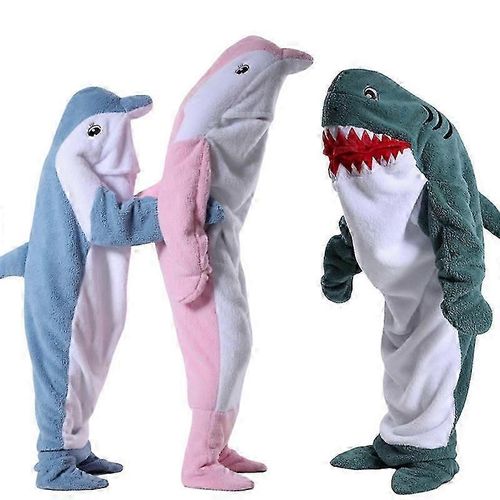 (Hauteur 115-125 Cm - Baleine Bleue) Couverture À Capuche Animal Marin, Couverture De Canapé Requin Pour Enfants, Sac De Couchage Baleine Adulte, Costume D'halloween Unisexe