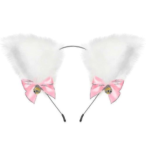 (Adulte-Unisexe-Blanc) Coiffe Gothique Avec Oreilles De Chat, Accessoire De Déguisement Pour Halloween