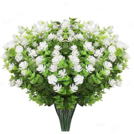 Lot de 10 fleurs artificielles d'extérieur, résistantes aux UV, plantes décoratives (blanches)