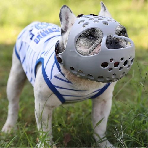(S-Gris) Muselière Pour Chiens À Museau Court, Muselière En Silicone Souple Pour Mordre Et Mâcher, Idéale Pour Les Chiens Agressifs À Face Plate