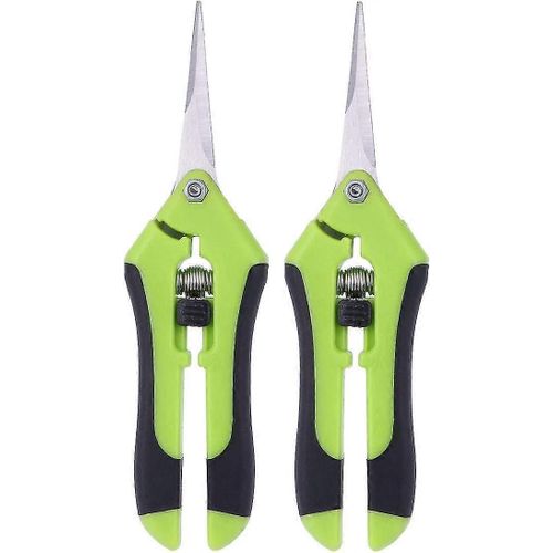 Lot de 2 sécateurs de jardinage professionnels en acier inoxydable pour plantes, sécateurs manuels pour jardin et pelouse (vert)
