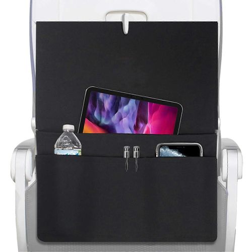 Housse De Plateau D'avion, Organiseur De Dossier De Siège Pliable En Tissu Avec Poches, Housse De Plateau Réutilisable Avec Poche Pour Tablette, Rangement Souple Pour Voyage Et Avion