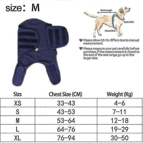 (M-Bleu) Manteau Confortable Pour Soulager L'anxiété Du Chien, Gilet Apaisant Pour L'anxiété Du Chien En Cas D'orage, De Voyage, De Feux D'artifice, De Visites Chez Le Vétérinaire