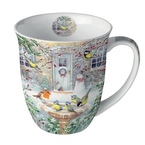 Mug En Porcelaine Fine Oiseaux DHiver  0,4 Litre