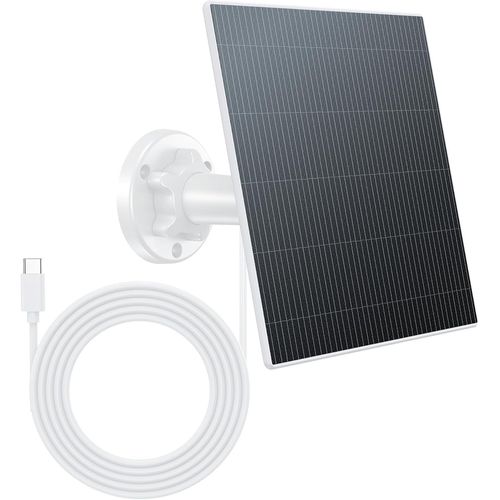 Yemaesre-Panneau Solaire 6w Pour Caméras De Sécurité Extérieures Alimentées Par Batterie, Module Solaire 5v Usb-C, Compatible Avec Les Caméras Alimentées Par Batterie, Support Réglable À 360°, Étanch