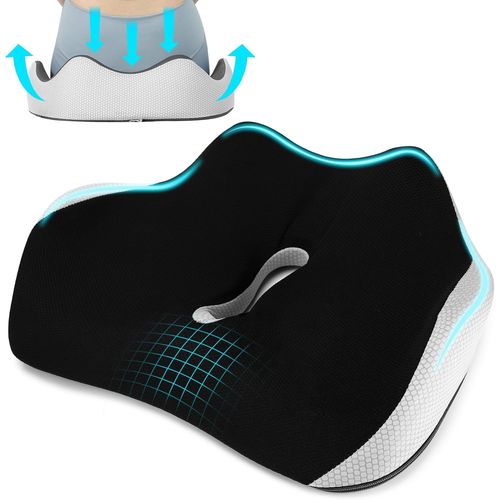 Yemaesre-Coussin Orthopédique En Mousse À Mémoire De Forme - Ergonomique - Favor La Circulation Sanguine Et Soulage Le Coccyx - Pour Le Bureau, La Maison, La Voiture - Noir