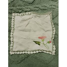 Mouchoir En Tissu Crème Motifs Coloré Vintage Années 70.