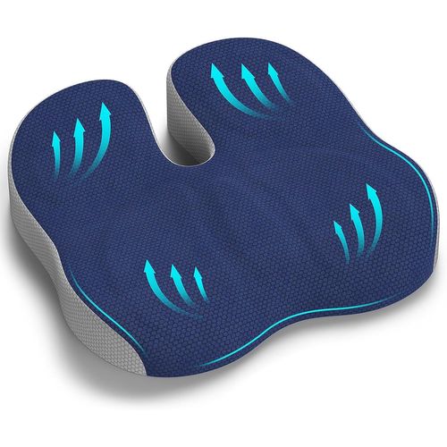 Yemaesre-Coussin Coccyx, Coussin Cha Bureau, Coussin Ergonomique Ass Pour Voiture Gaming, Coussin De Siège Pour Soulager La Pression Et Les Douleurs Des Hanches Et De La Sciatique - Bleu Marine