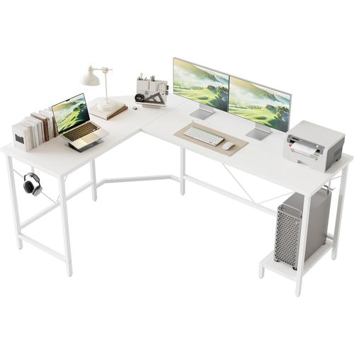 Yemaesre-Bureau En L, Pupitre De Jeu D'angle De 170 Cm Pour Le Bureau À Domicile, Blanc