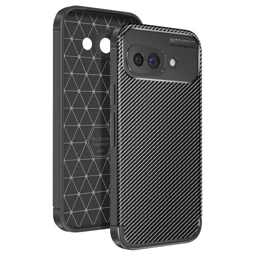 Coque Carbone pour Google Pixel 9a Silicone Antichoc Antidérapant Noir
