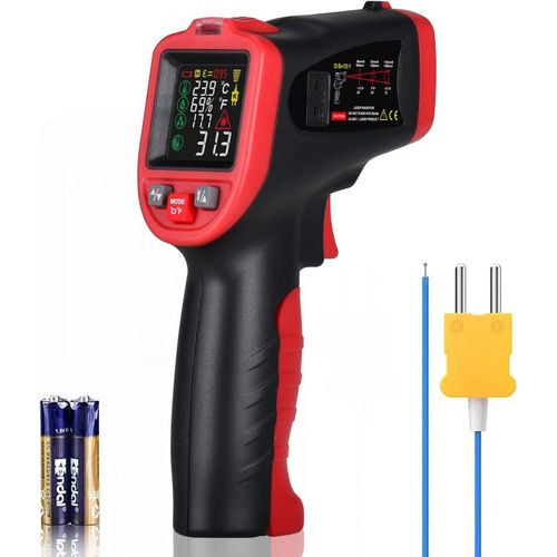 YEMAESRE-Thermomètre Infrarouge -58 À 650¿, Détecteur De Point De Rosée/Moisissure, Pistolet Température Et D'Humidité Laser, Hygromètre, Pyromètre Avec Thermocouple Pour Maison, Cvc Noir