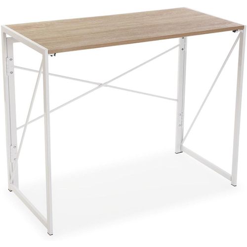 Ksfal-Jack Bureau Informatique Bureau Sécretaire Poste De Travail Table D'étude Pour Ordinateur Gaming,Pliable,Dimensions (Hxlxl) 74x45x90 Cm,Bois Et Métal,Couleur: Blanc