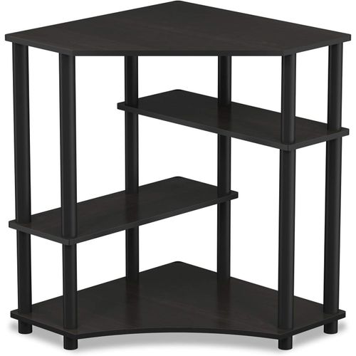 Yemaesre-Turn-N-Tube Bureau D'angle Peu Encombrant Avec Étagère, Expresso/Noir