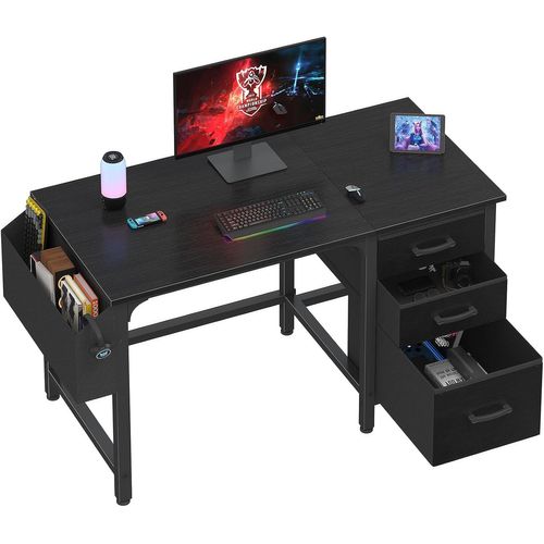 Ksfal-Noir Bureau Ordinateur Avec Tiroir,Petit Bureau 120cm Avec Rangement Bag Pour Petit Espace Pc Gaming Chambre Office