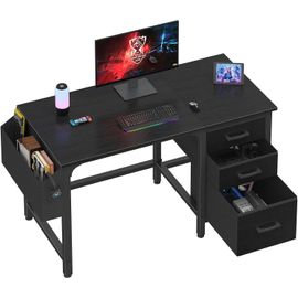 Ksfal-Noir Bureau Ordinateur Avec Tiroir,Petit Bureau 120cm Avec Rangement Bag Pour Petit Espace Pc Gaming Chambre Office