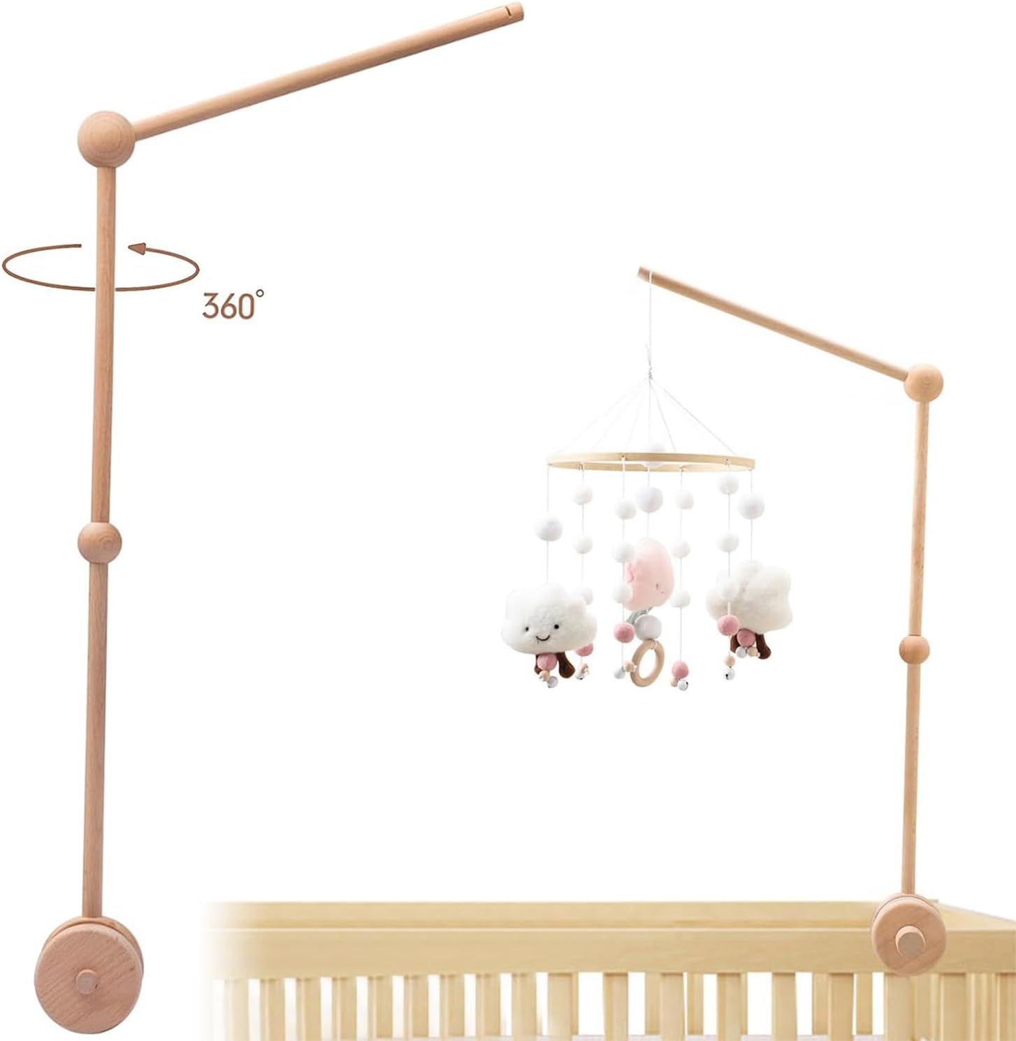 Support Mobile Bebe Support Mobile Bébé En Bois - Bras Amovible Réglable Pour Berceau | Suspension Jouet Déco Supporto Giostrina Culla