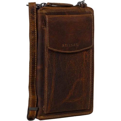 YEMAESRE-Sarah' Portefeuille À Bandoulière En Cuir Avec Poche Pour Téléphone Portable Femme Sac À Bandoulière Réglable Crossbody Porte-Monnaie, Couleur Luino - Marron