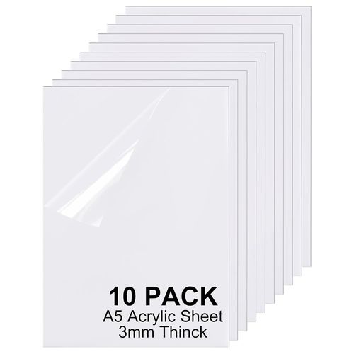 Yemaesre-Lot De 10 Feuilles A5 En Acrylique Blanc Rigide De 3 Mm Pour Modélisme, Décoration D'intérieur, Projets D'art Et D'artisanat (21 X 14,8 Cm)