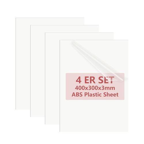 Yemaesre-Lot De 4 Plaques En Plastique Abs - 3 Mm - 30 X 40 Cm - Blanc - Plaque En Polystyrène - Pour Modélisme, Décoration De Maison, Artisanat, Garde-Boue