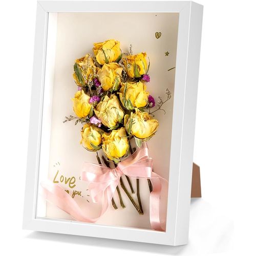 YEMAESRE-Cadre Photo 3D À Remplir, Cadre 3D Profond A4, 31.5 X 23Cm Cadre De Boîte D'Ombre, Cadre Vitrine Profond, Cadre 3D Profond Bois Pour Fleurs, Souvenirs, Diamond Painting-3Cm Profondeur/Blanc