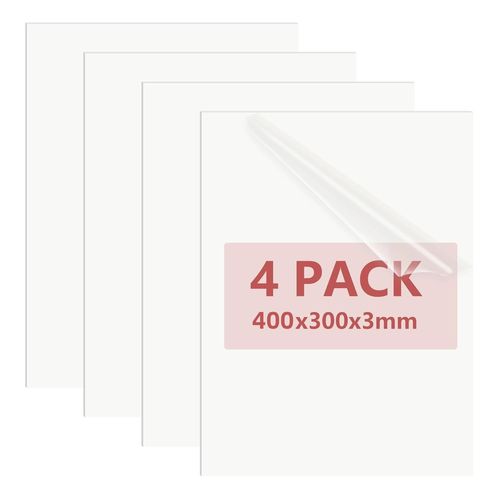 Yemaesre-Lot De 4 Plaques En Plastique Abs De 3 Mm - Blanc - 40 X 30 Cm - Pour Modélisme, Bricolage, Décoration De La Maison