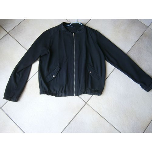 Blouson Noir Taille M Marque Etam 2 Poches Devant Fermeture Bouton Pression Taille Élastique En Très Bon État