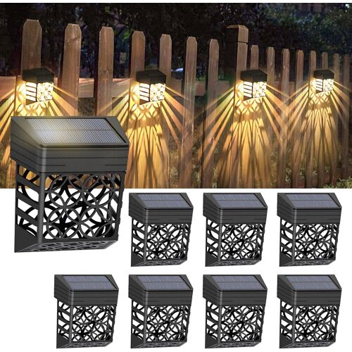 Applique Solaire Exterieur, 8 Pièces Lampe Solaire Murale Jardin Ip54 Étanche Éclairage Mural D'extérieur Blanc Chaud Led Pour Terrasse, Cour, Escaliers, Chemin Et Allée