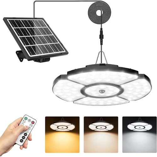 Led Lampe Solaire Intérieur Extérieur 2500k 4000k 6500k 5 Modes Lampe Suspendue Avec Détecteur De Mouvement Lumière Solaire Avec Télécommande Éclairage Pour Jardin Cabanon Pergola Garage