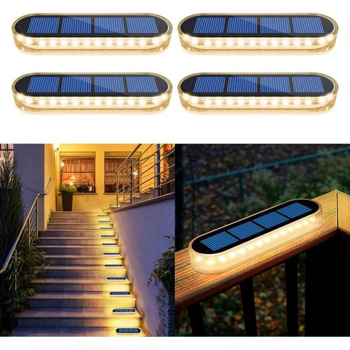 Lampe Solaire Exterieur, Lampe Solaire Exterieur Jardin 360 ° Lumiere Solaire Exterieur Ip68 Étanche Avec Auto On/Off Solar Path Light, Blanc Chaud 2700k, 4pcs