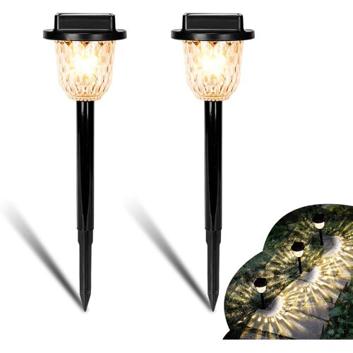 Gjfty-Lampe Solaire Extérieur, Lot De 2 Spot Solaire Extérieur Étanche Ip55 Avec 2 Modes Pour Chemins Jardin Pelouse Terrasse Allée Cour Piscine