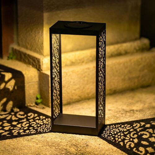 Gjfty-Grande Lanterne Solaire Pour Décoration Extérieure : Lampes Solaires À Led Pour Extérieur Balcon Décoration Noire Décoration De Jardin Photophore D'extérieur - Lampe Orientale Style Bohème