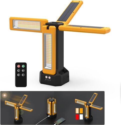 Projecteur De Chantier Led À Batterie Solaire Avec Trépied, Batterie D'Une Capacité De 13200 Mah, Lampe Chantier Luminosité De 8000 Lumens (Orange Sans Trépied)