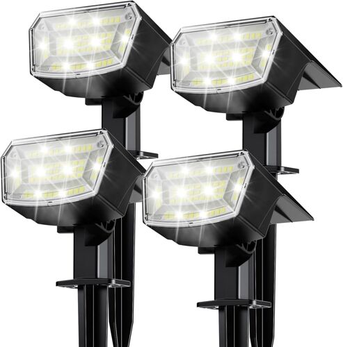 Lampes Solaires Extérieures, 59 Leds Ultra Lumineuses 6500k, 3 Modes D¿Éclairage, Étanches Ip65, Eclairage Exterieur Solaire Pour Allée, Terrasse, Pelouse ¿ 4 Pack