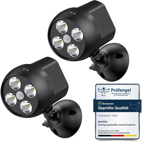Lampe Extérieure Avec Capteur De Mouvement Imperméable À L'eau, Projecteur Led Avec Capteur Sans Fil, Lumière Extérieure De Sécurité Pour Escalier, Couloir, Jardin, Terrasse (Lot De 2)