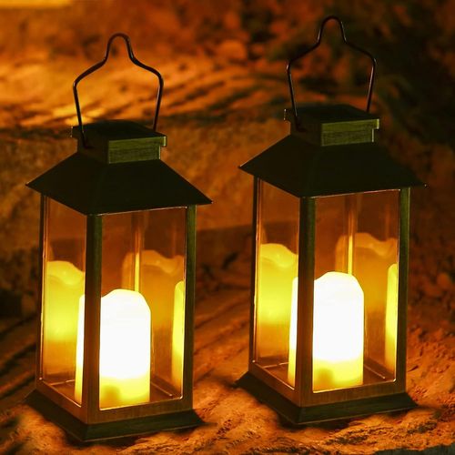 Lanterne Solaire De Jardin Extérieur, 2 Pcs Led Lumières De Jardin Solaires, Lampes De Pelouse Extérieure Ip44 Effet Bougie, Lampes Solaires Led Décoratives