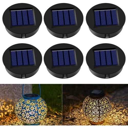 Kalanka-Lampe Solaire De Rechange, 6 Pièces Panneau Solaire Lanterne Couvercle De Rechange, Dessus De Remplacement De Lumière Solaire Pour Lampe Solaire Interieur Exterieur Jardin, Ip44 Étanche, 8cm