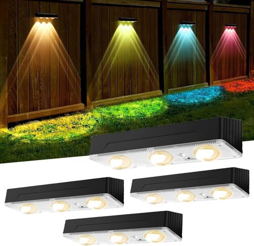 Lampe Solaire D'extérieur De Nouvelle Génération 2025,4 Pièces,Lumières Solaires De Jardin, 12 Modes D'appliques D'extérieur, Lumière Solaire Imperméable Ip65 Pour Marches De Pelouse Allée, Blanc